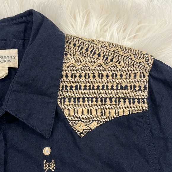 Denim & Supply Ralph Lauren Cowboy Western Embellished Navy Shirt - Picture 6 of 15